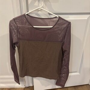 GAP Sheer Mesh Long Sleeve Top - Purple and Brown